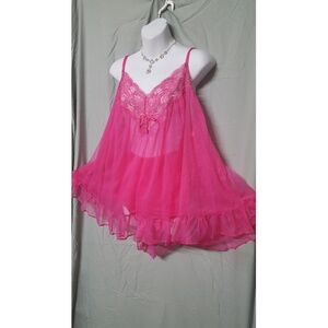 SEXY SHEER PINK BABY DOLL WITH MATCHING PANTY